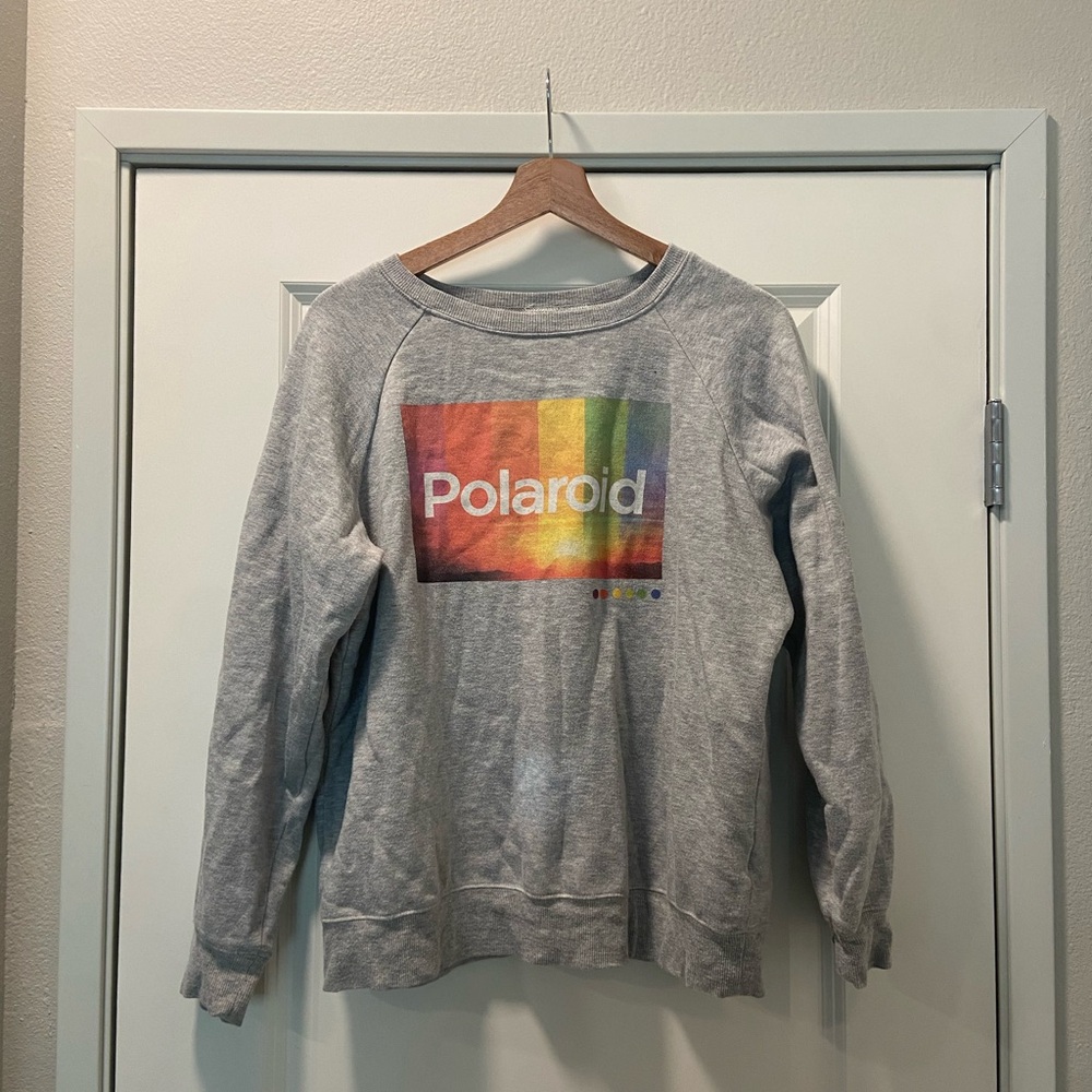women’s grey polaroid crewneck sweatshirt